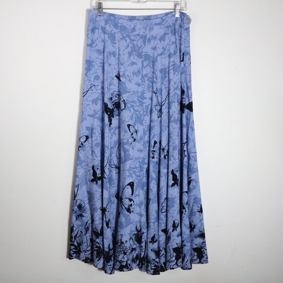 Soft Surroundings Spring Fever Butterfly Maxi Skirt Womens Small Blue Boho Fairy - Picture 1 of 7